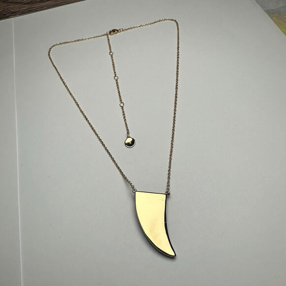 Stella & Dot Blue Stone Horn Shape Pendant Gold Tone Chain Necklace - Picture 11 of 14